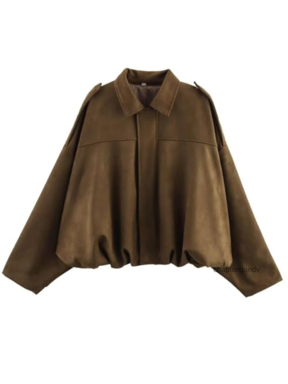 Faux Suede Bomber Jacket Oversized Cropped Batwing Sleeve Fall Winter Coat